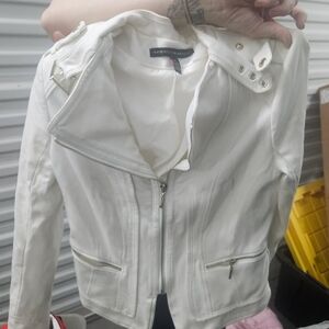 White House Black Market Ivory Leather Jacket